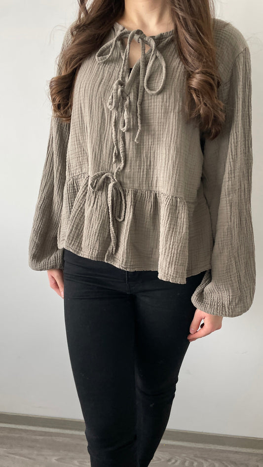 Musselinbluse Liz taupe